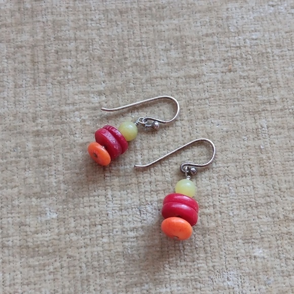 Silver Tone Beaded Hook Earrings - Picture 3 of 6